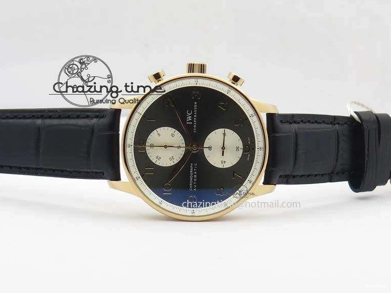 MIROTIME 0324 Portuguese Chrono RG IW371433 Jackie Chan ZF 1:1 Best Edition Gray Dial On Black Leather Strap A7750 V WrinkleFree 7273